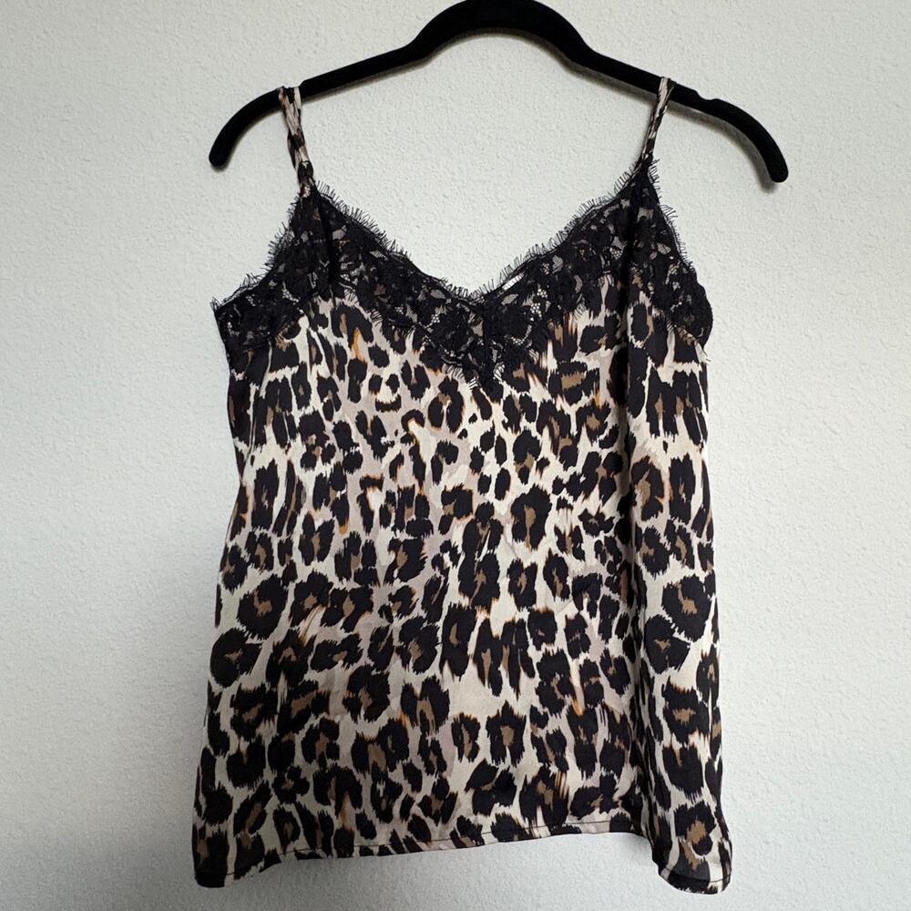 Leopard Print Lace Trim Cami Top XS – Satin Slip Tank Y2K Style Mobwife Vixen